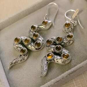 Pretty artisan Carnelian snake earrings